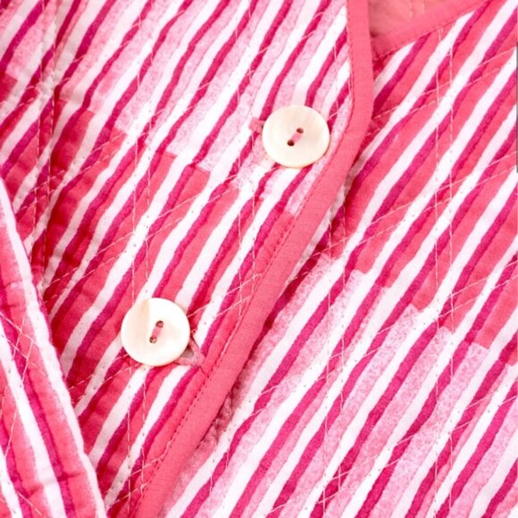 Roller Rabbit Checkboard Stripe Marni Pink Cropped Quilted Cotton Jacket L - Picture 4 of 16